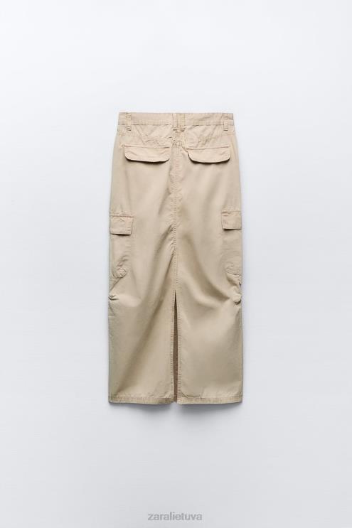moterys Zara midi cargo sijonas lengvas kupranugaris apranga 4N488665