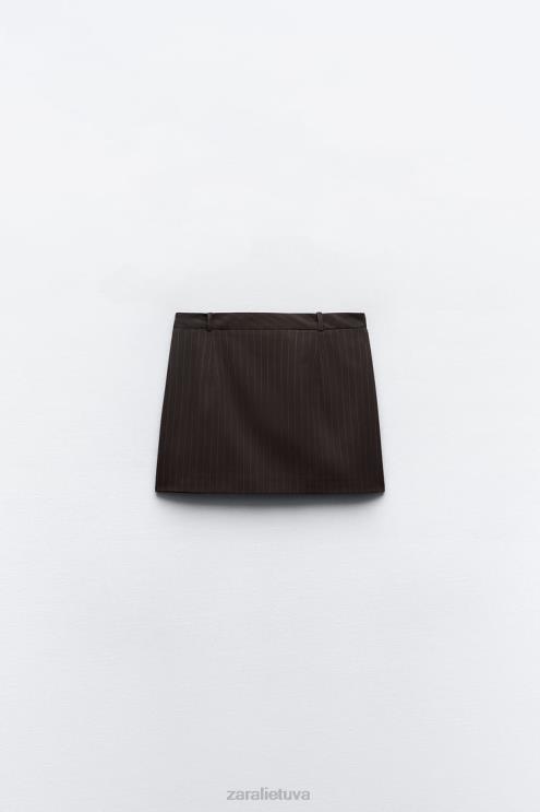 moterys Zara mini sijonas su segtuku ruda/mėlyna apranga 4N488658