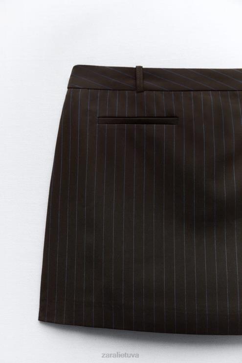 moterys Zara mini sijonas su segtuku ruda/mėlyna apranga 4N488658