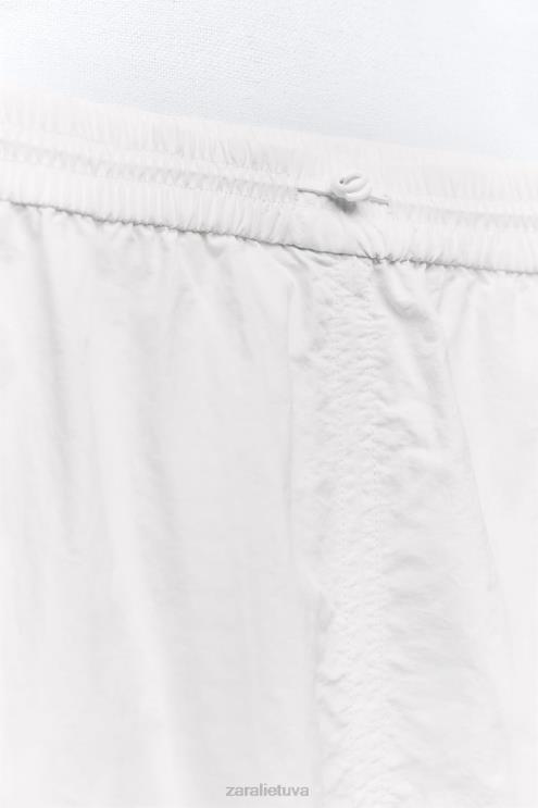 moterys Zara nailoninis midi sijonas baltas apranga 4N488719