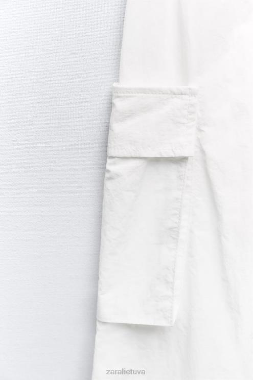 moterys Zara nailoninis midi sijonas baltas apranga 4N488719