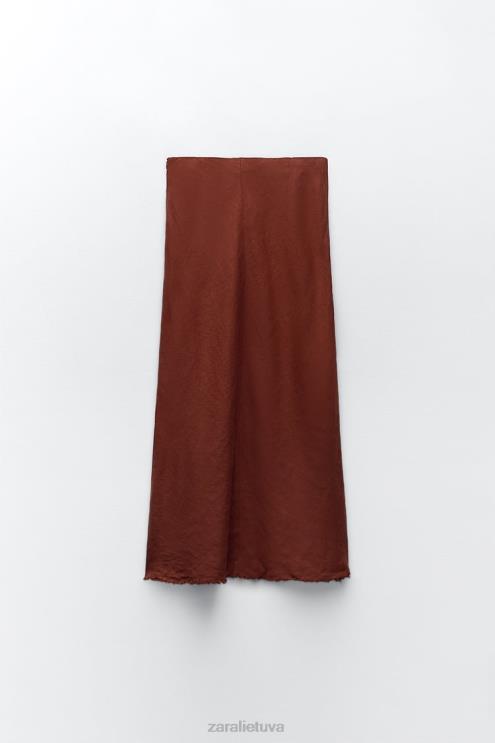 moterys Zara nutrintas lininis sijonas plyta apranga 4N488707