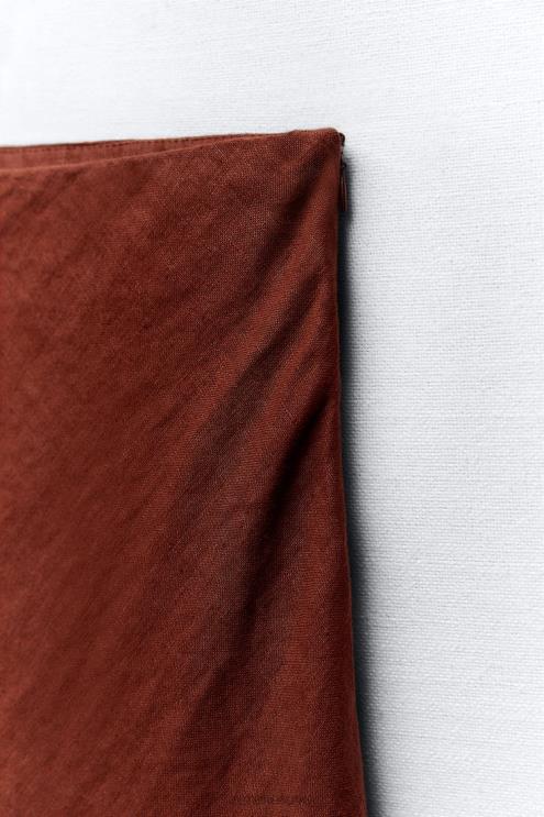 moterys Zara nutrintas lininis sijonas plyta apranga 4N488707