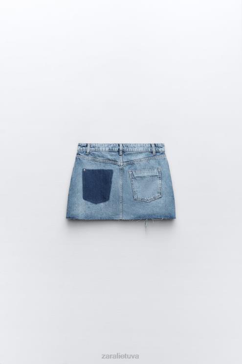 moterys Zara plėšytas z1975 džinsinis mini sijonas vidurio mėlyna apranga 4N488636