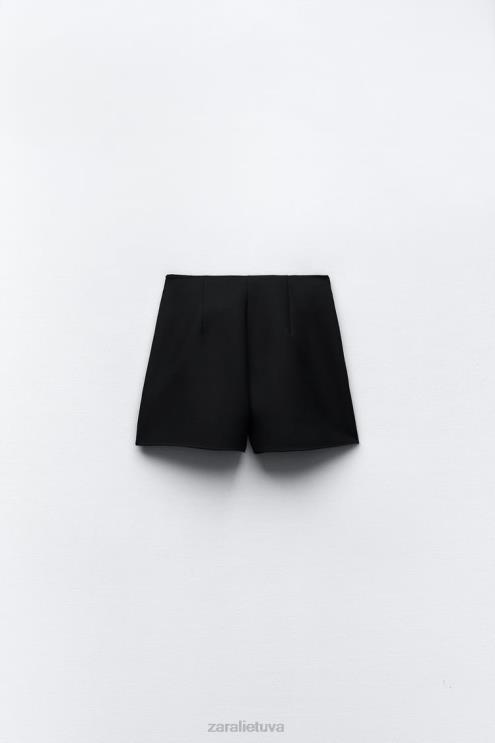 moterys Zara rauktas skortas juodas apranga 4N488589