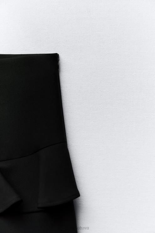 moterys Zara rauktas skortas juodas apranga 4N488589