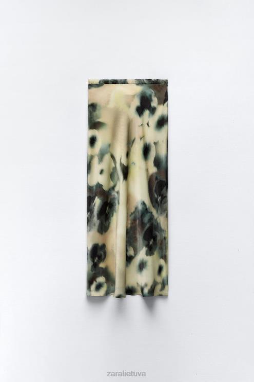 moterys Zara satino efekto midi sijonas su kaklaraiščiais įvairiaspalvis apranga 4N488701