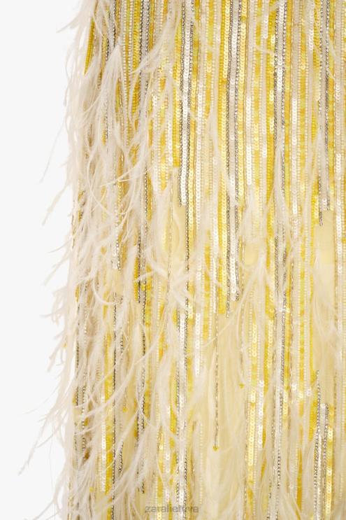 moterys Zara sijonas su plunksnomis, ribotas leidimas geltona apranga 4N488722