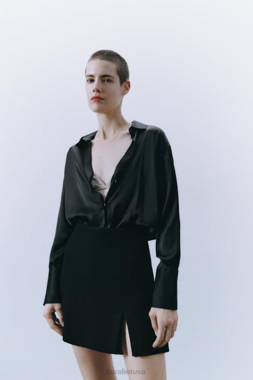 moterys Zara skeltukas skortas juodas apranga 4N488598