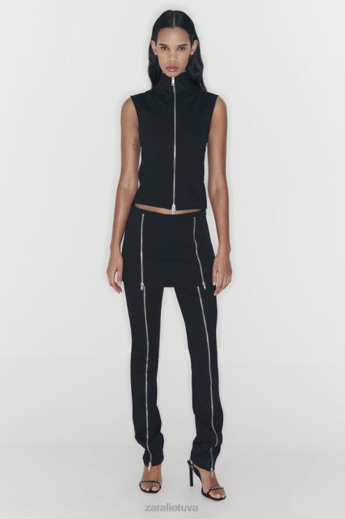 moterys Zara skortukas su užtrauktuku juodas apranga 4N488550