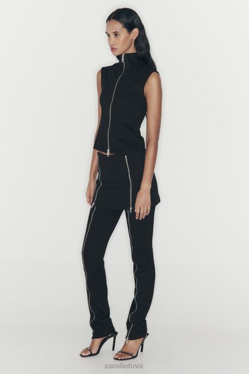 moterys Zara skortukas su užtrauktuku juodas apranga 4N488550