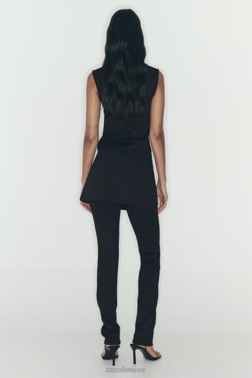 moterys Zara skortukas su užtrauktuku juodas apranga 4N488550