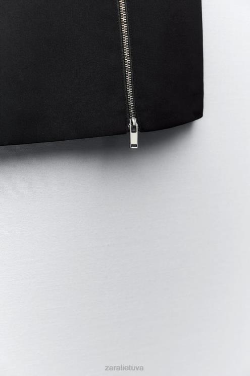 moterys Zara skortukas su užtrauktuku juodas apranga 4N488550