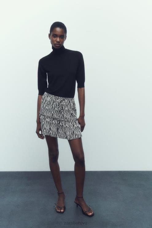 moterys Zara spausdintas skortas zebras apranga 4N488605