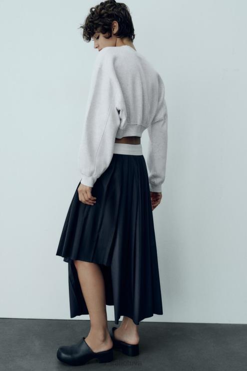 moterys Zara spygliuotinis dėžutės klostuotas sijonas mėlyna apranga 4N488652