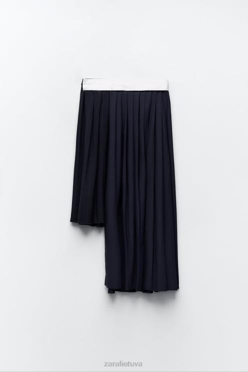 moterys Zara spygliuotinis dėžutės klostuotas sijonas mėlyna apranga 4N488652