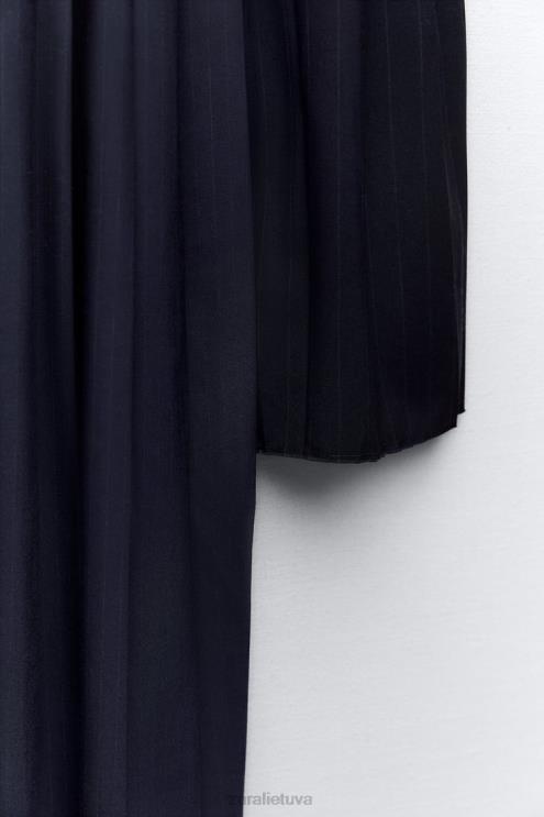 moterys Zara spygliuotinis dėžutės klostuotas sijonas mėlyna apranga 4N488652