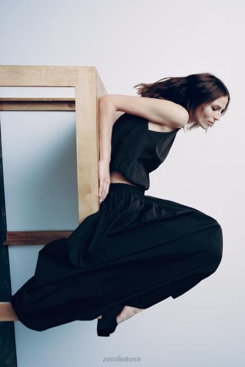 moterys Zara talpus midi sijonas juodas apranga 4N488675