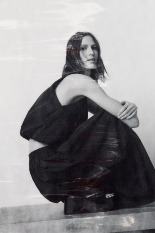 moterys Zara talpus midi sijonas juodas apranga 4N488675