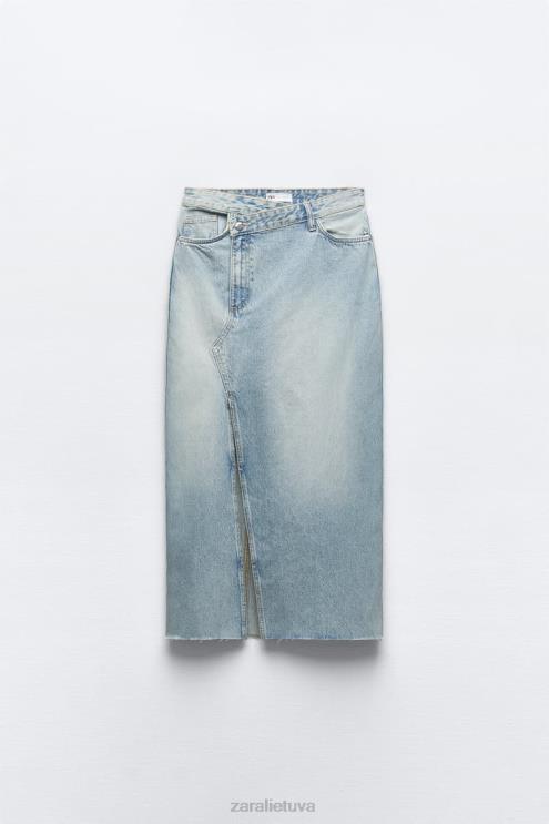 moterys Zara trf ilgas džinsinis sijonas mėlyna apranga 4N488661