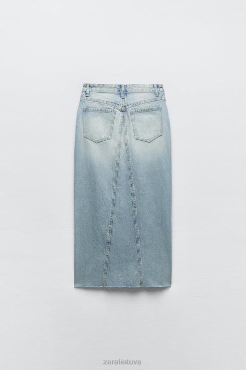 moterys Zara trf ilgas džinsinis sijonas mėlyna apranga 4N488661