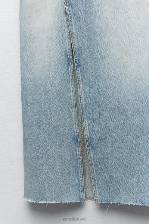 moterys Zara trf ilgas džinsinis sijonas mėlyna apranga 4N488661