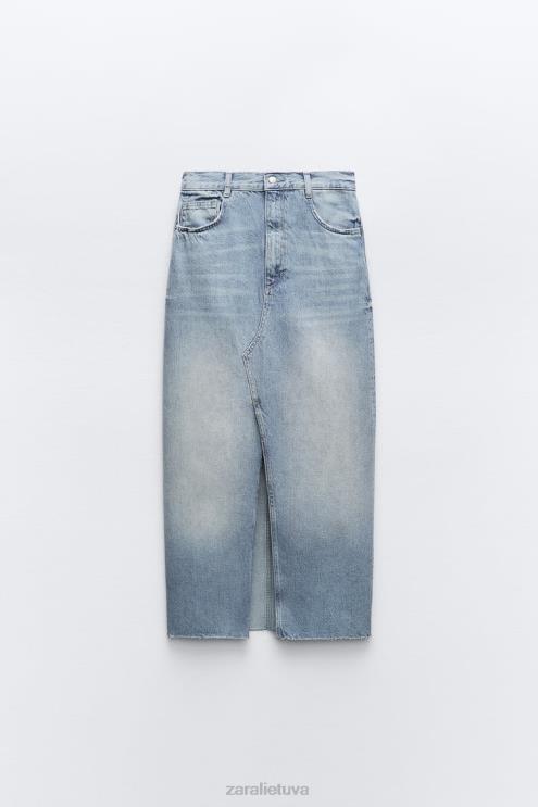 moterys Zara trf ilgas džinsinis sijonas mėlyna apranga 4N488676