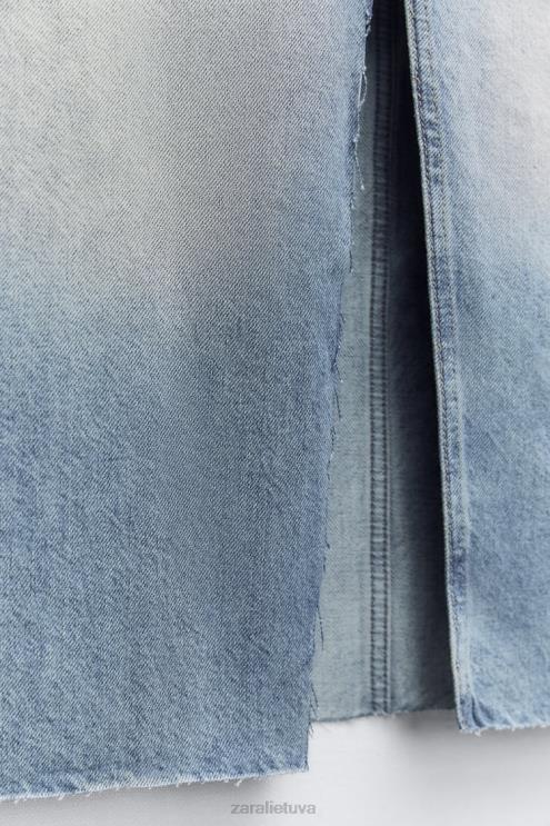 moterys Zara trf ilgas džinsinis sijonas mėlyna apranga 4N488676