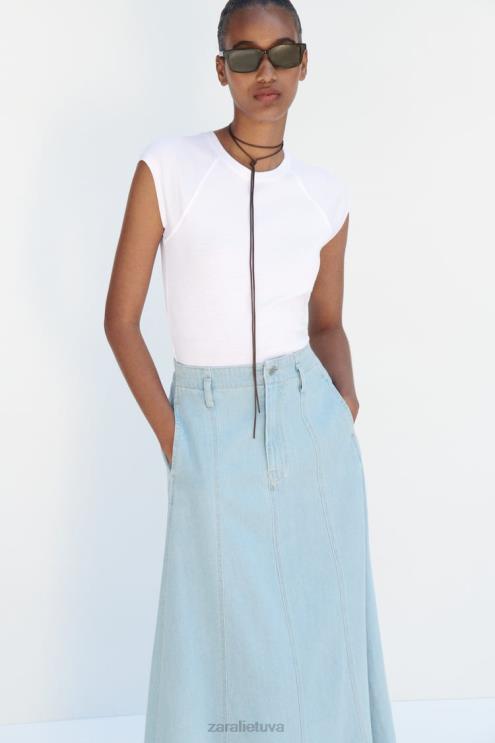 moterys Zara z1975 džinsinis sijonas vidurio mėlyna apranga 4N488691