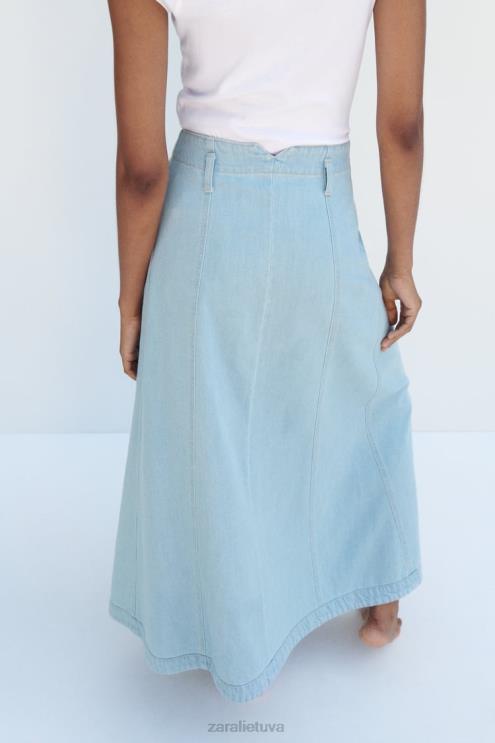 moterys Zara z1975 džinsinis sijonas vidurio mėlyna apranga 4N488691