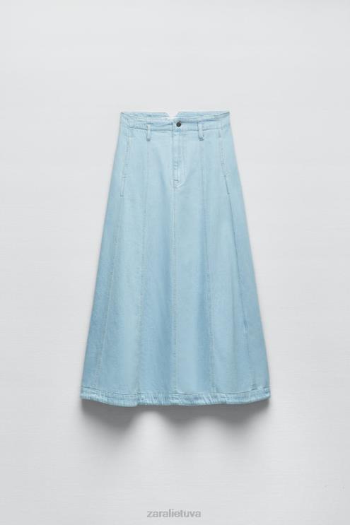 moterys Zara z1975 džinsinis sijonas vidurio mėlyna apranga 4N488691