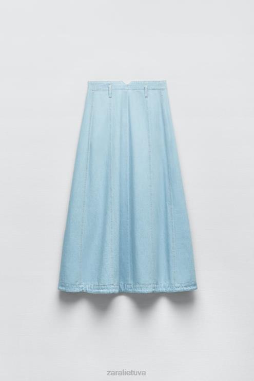 moterys Zara z1975 džinsinis sijonas vidurio mėlyna apranga 4N488691