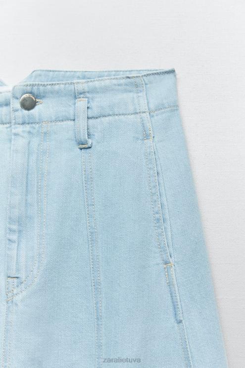 moterys Zara z1975 džinsinis sijonas vidurio mėlyna apranga 4N488691