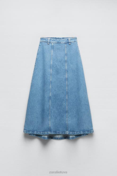 moterys Zara z1975 džinsinis sijonas vidurio mėlyna apranga 4N488717