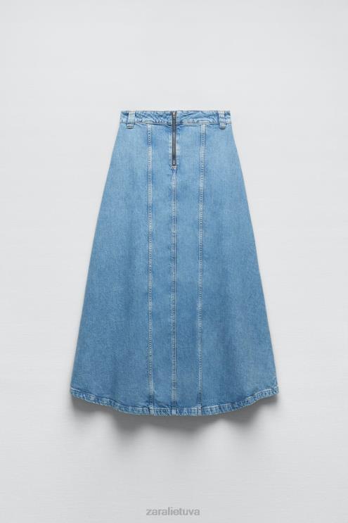 moterys Zara z1975 džinsinis sijonas vidurio mėlyna apranga 4N488717