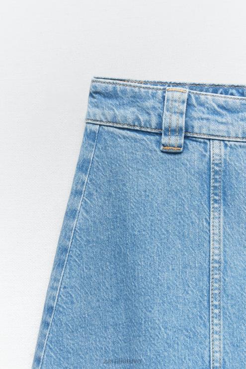 moterys Zara z1975 džinsinis sijonas vidurio mėlyna apranga 4N488717