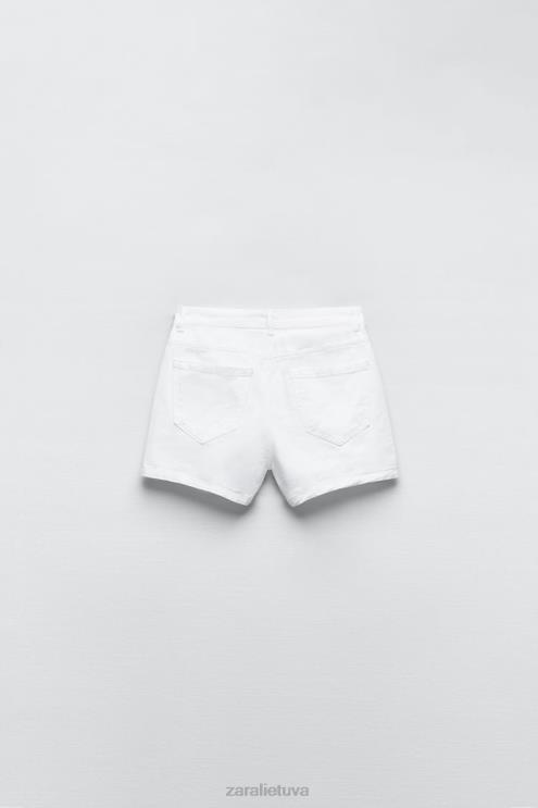 moterys Zara z1975 džinsinis skortas priekyje baltas apranga 4N488564