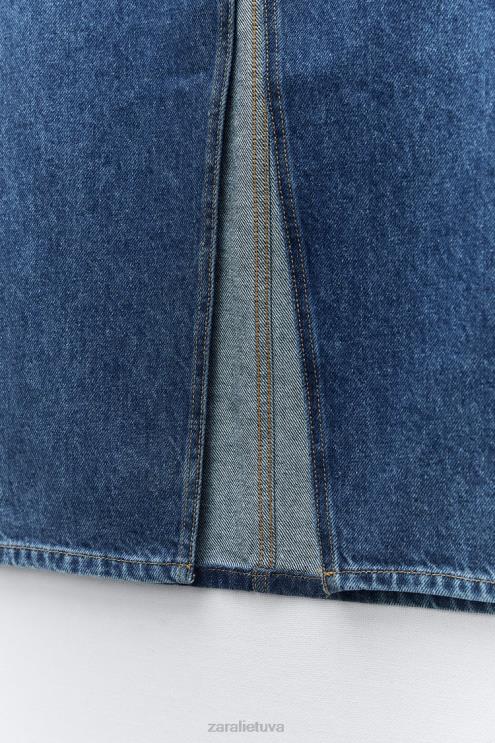 moterys Zara z1975 žiedinis džinsinis sijonas vidurio mėlyna apranga 4N488668