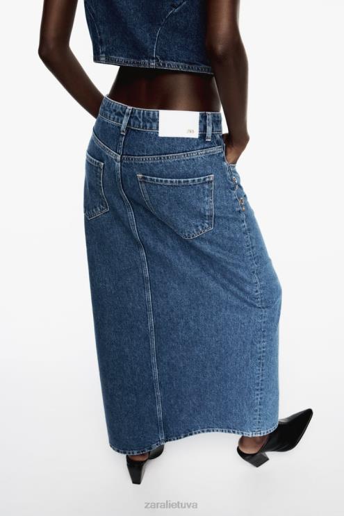 moterys Zara z1975 žiedinis džinsinis sijonas vidurio mėlyna apranga 4N488668