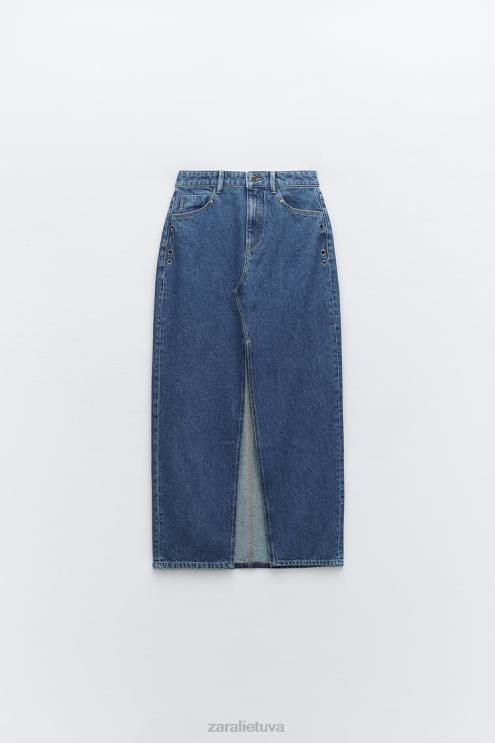 moterys Zara z1975 žiedinis džinsinis sijonas vidurio mėlyna apranga 4N488668