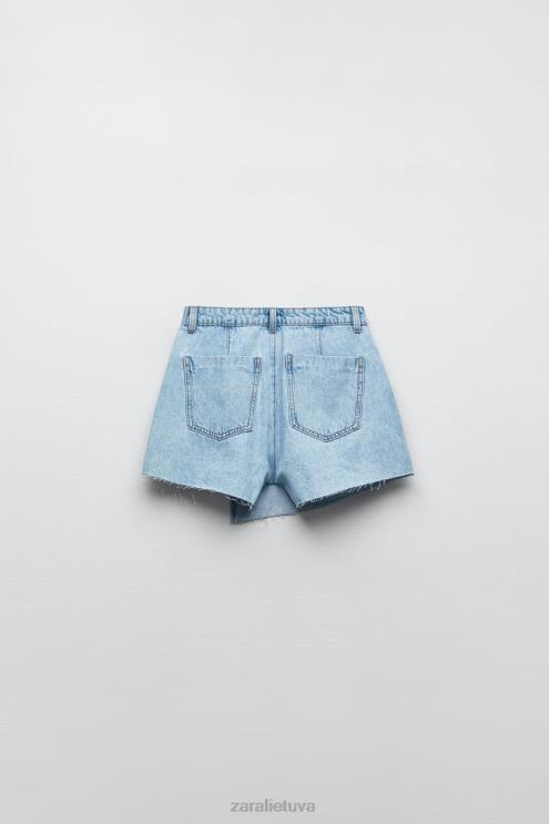 moterys Zara z1975 sagomis vyniojamas skortas šviesiai mėlynas apranga 4N488534
