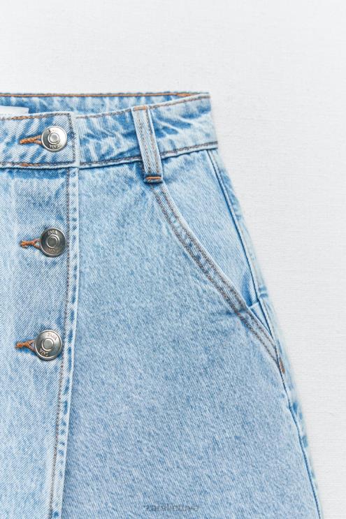 moterys Zara z1975 sagomis vyniojamas skortas šviesiai mėlynas apranga 4N488534