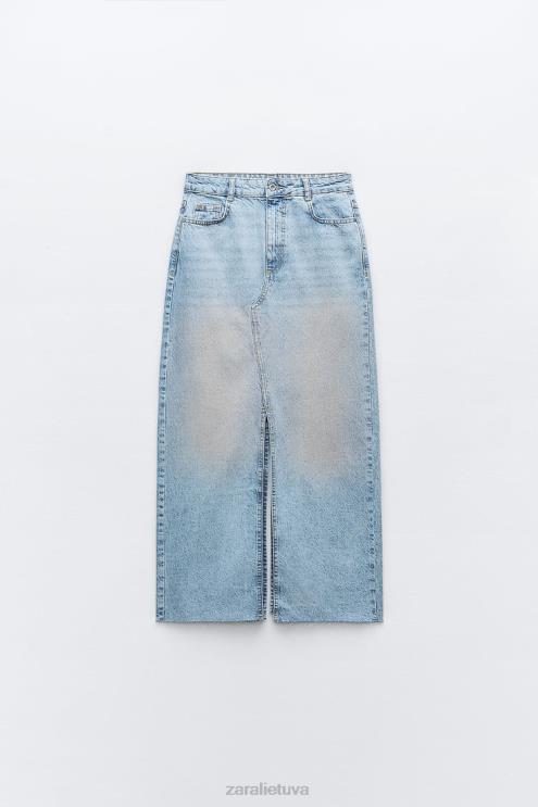 moterys Zara z1975 skalbtas skeltu džinsinis sijonas rožinis apranga 4N488632