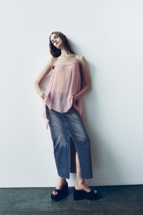 moterys Zara zw džinsinis sijonas aukštu liemeniu mėlyna apranga 4N488645