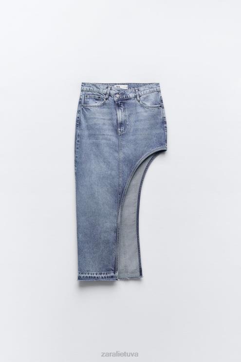 moterys Zara zw iškirptas džinsinis sijonas vidurio mėlyna apranga 4N488702