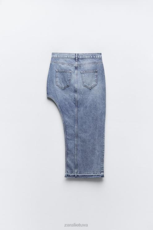moterys Zara zw iškirptas džinsinis sijonas vidurio mėlyna apranga 4N488702