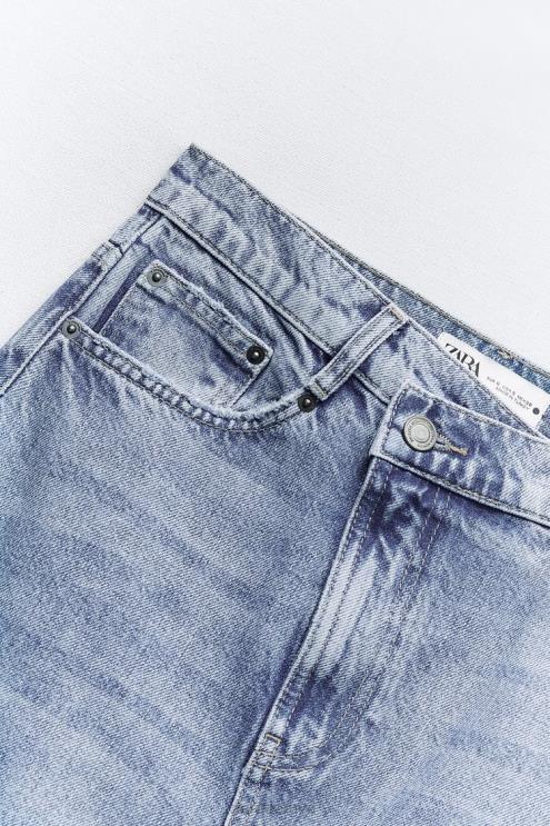 moterys Zara zw iškirptas džinsinis sijonas vidurio mėlyna apranga 4N488702