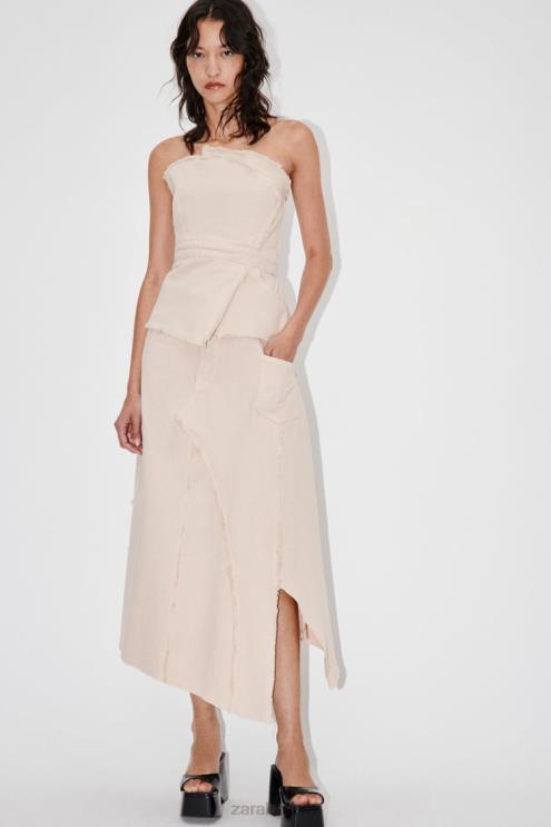 moterys Zara zw nutrintas asimetrinis sijonas smėlis apranga 4N488698