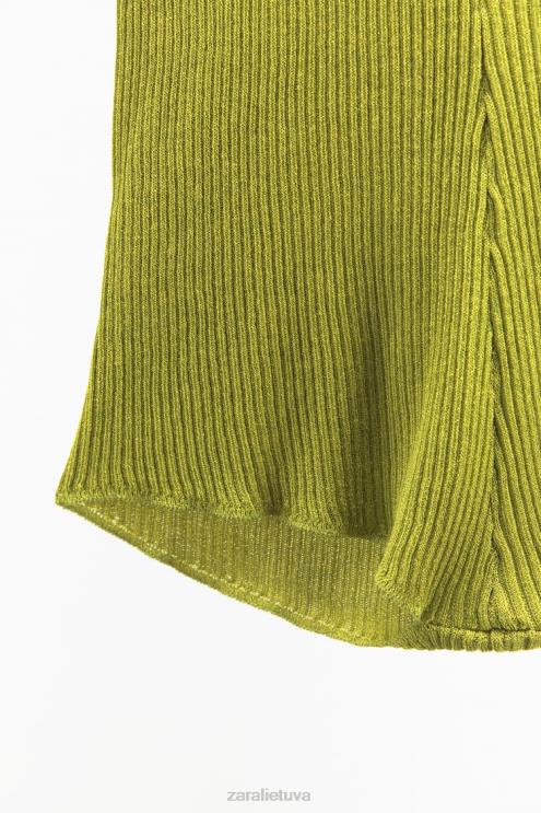 moterys Zara blizgūs trikotažiniai šortai žalias apranga 4N488628