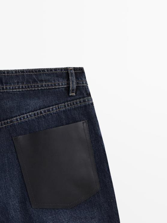 moterys Zara džinsiniai šortai aukštu juosmeniu su odine kišene vidurio mėlyna apranga 4N488865